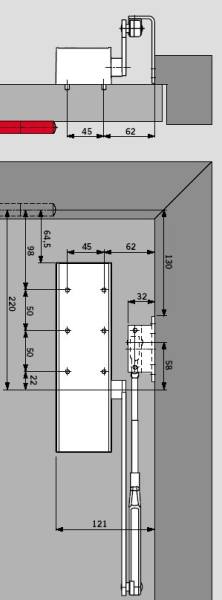 DORMA -  Piastra di montaggio per chiudiporta - col. ARGENTO - note ANGOLARE PER MONTAGGIO BRACCIO IN PARALLELO - info TS 7X / TS 8X