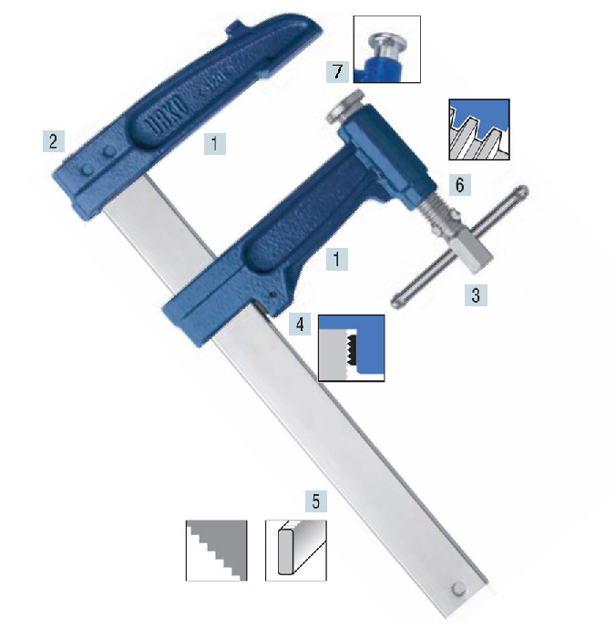 Strettoio URKO per bloccaggio ad avvitare - mat. ACCIAIO - a mm 400 - b mm 90 - spessore 30 X 8