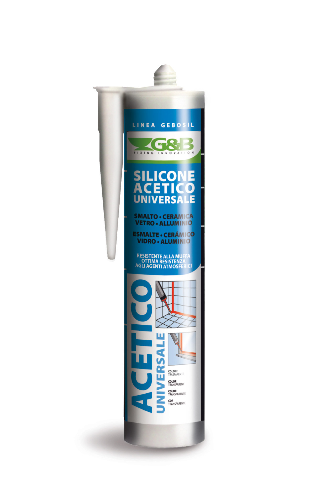 G&B FISSAGGI -  Sigillante GEBOSIL silicone acetico universale - col. TRASPARENTE - q.ta 280 ML