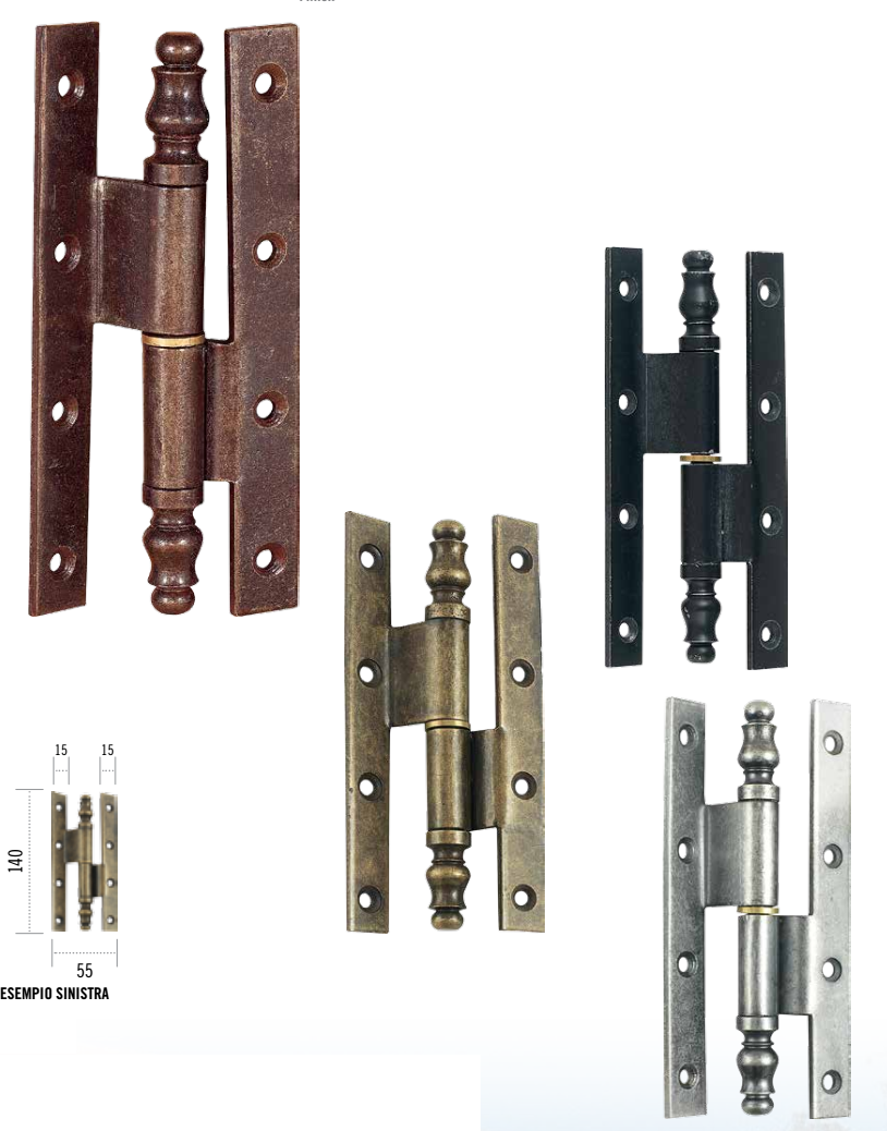 Cerniera FORGIATO fissa zancata a lame sovrapposte - col. RUGGINE - ø - diametro 55 X 140