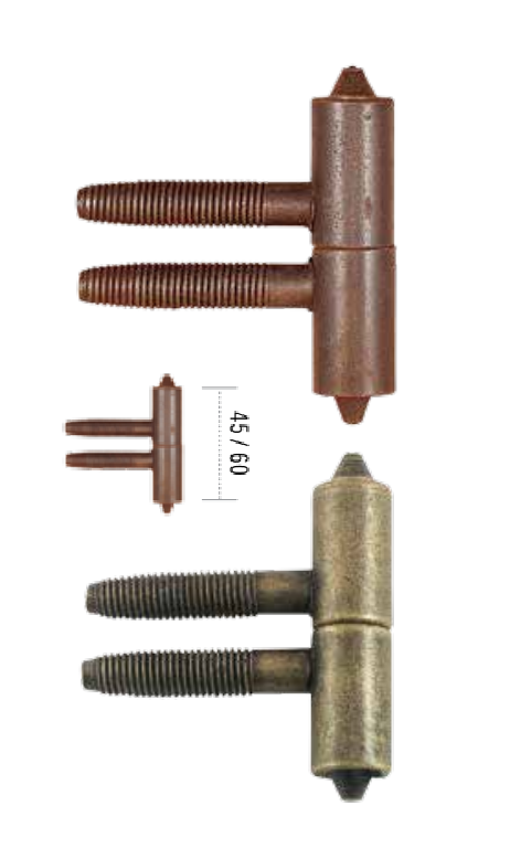 Cerniera FORGIATO fissa a 2 gambi - col. RUGGINE - ø - diametro 11 X 45