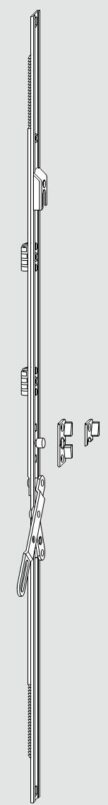 ROTO FRANK -  Catenaccio NT/NX - STANDARD asta a leva variabile per seconda anta - gr 1380 - hbb/lbb 1201 - 1600 - alt. leva. 448 - 658