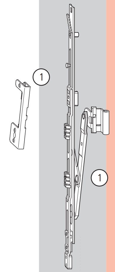 ROTO FRANK -  Kit NT/NX - ARCO E TRAPEZIO dx - sx base per arco con articolazione supporto arresto battuta - battuta 18 - nottilino 1 V