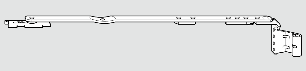 ROTO FRANK -  Forbice NT/NX - STANDARD anta ribalta parte braccio articolazione con bandella - gruppo / dimensioni 150 - battuta 20 - lbb 290 - 410 - nottilino MAX 150 KG