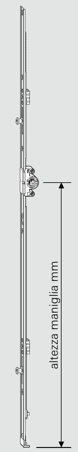 ROTO FRANK -  Cremonese NT/NX - STANDARD anta ribalta antieffrazione altezza maniglia fissa con piedino senza dss per ribalta - gr / dim. 1690 - entrata 15 - alt. man. 563 - lbb/hbb 1601 - 1800