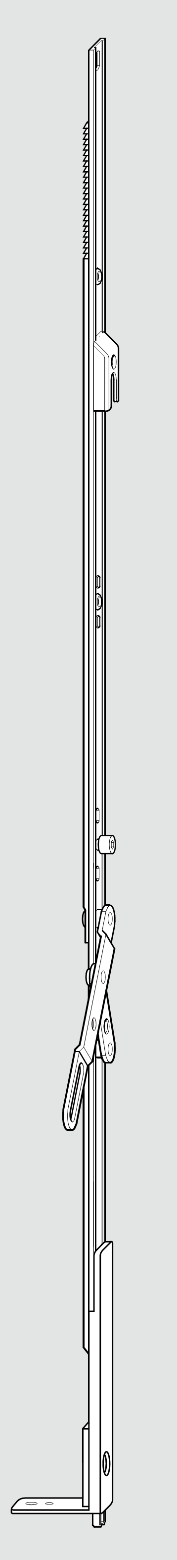 ROTO FRANK -  Catenaccio NT/NX - STANDARD asta a leva altezza maniglia fissa euronut - gr 1090 - hbb/lbb 1001 - 1200 - alt. leva. 335