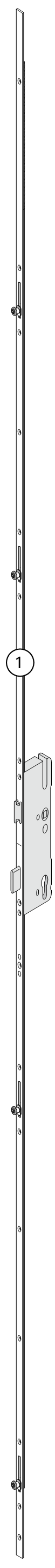 ROTO FRANK -  Serratura Multipunto C500/C600/H500/H600 meccanica con scrocco catenaccio e nottolini - entrata 65 - h min - max 2165 - frontale 16 - interasse 85