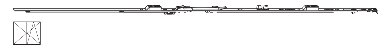 ROTO FRANK -  Catenaccio NT/NX - K PLUS asta a leva altezza maniglia fissa per seconda anta - gr 1490 - hbb/lbb 1400 - 1600 - alt. leva. 335