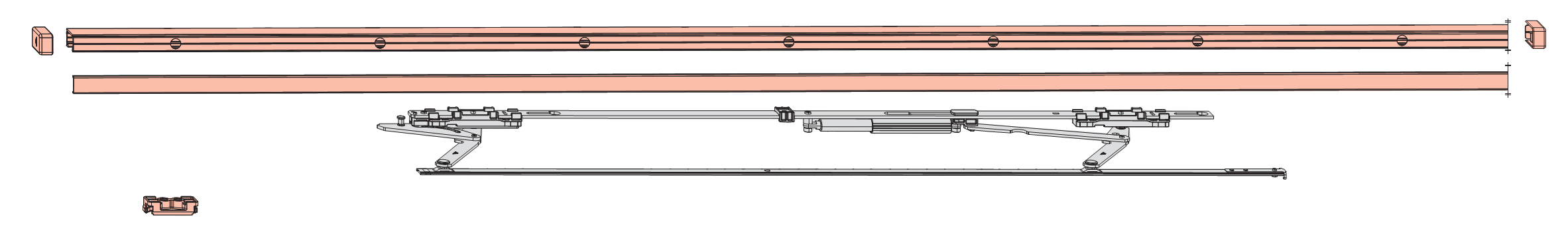 ROTO FRANK - Kit Guida PATIO ALVERSA PS con forbice e blocchetto - lbb/hbb 901 - 1250