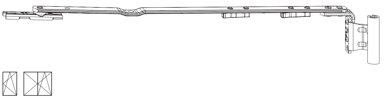 ROTO FRANK -  Forbice NT/NX - STANDARD anta ribalta parte braccio articolazione con bandella - gruppo / dimensioni 290 – 410 - interasse 13 - battuta 20 - mano DX