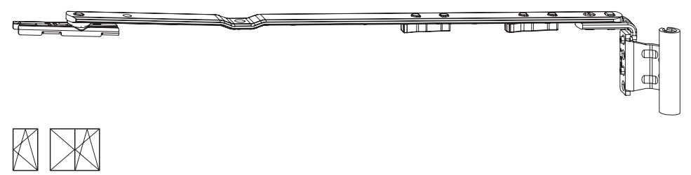 ROTO FRANK -  Forbice NT/NX - STANDARD anta ribalta parte braccio articolazione con bandella - gruppo / dimensioni 150 - interasse 13 - lbb 290 – 410 - battuta 18 - mano SX