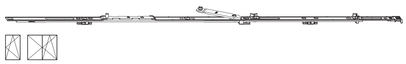 ROTO FRANK -  Forbice NT/NX - STANDARD anta ribalta corpo guida parte anta - gruppo / dimensioni 1090 - interasse 1001 – 1200 - battuta 1 E