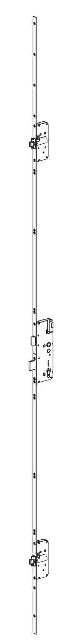 ROTO FRANK -  Serratura Multipunto C600 automatica con scrocco e 3 catenacci - entrata 65 - h min - max 1900 - 2200 - frontale 20X3 - interasse 92