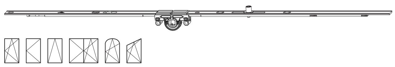 ROTO FRANK -  Cremonese KSR anta ribalta con piedino senza dss per ribalta - gr / dim. 2290 - entrata 15 - alt. man. 1000 - lbb/hbb 2201–2400