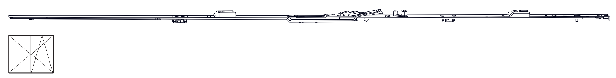 ROTO FRANK -  Catenaccio NT/NX - STANDARD asta a leva altezza maniglia fissa per seconda anta - gr 1290 - hbb/lbb 1201 - 1400