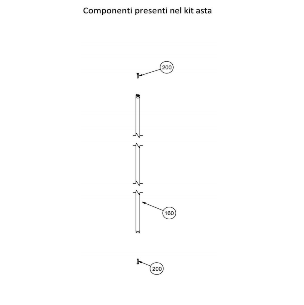 CELEGON - Kit Asta per porte rototraslanti - dimensioni 2050 - note DIMENSIONI PANNELLO