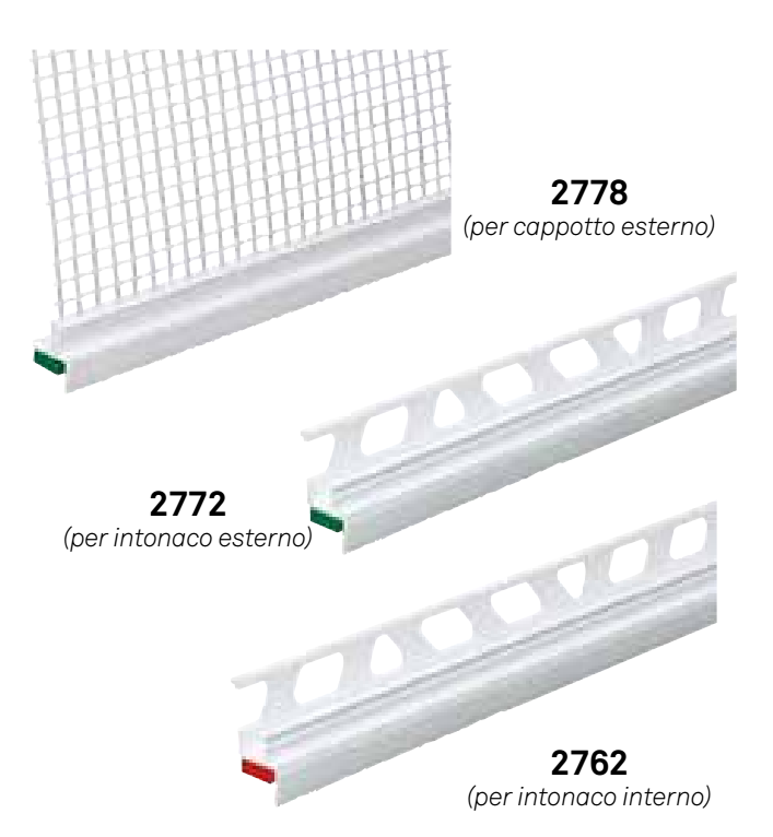 CSB STRAUDI  -  Profilo PORTA INTONACO per rete porta intonaco - col. BIANCO - info CON ASOLE - note 2762 - PER INTERNO