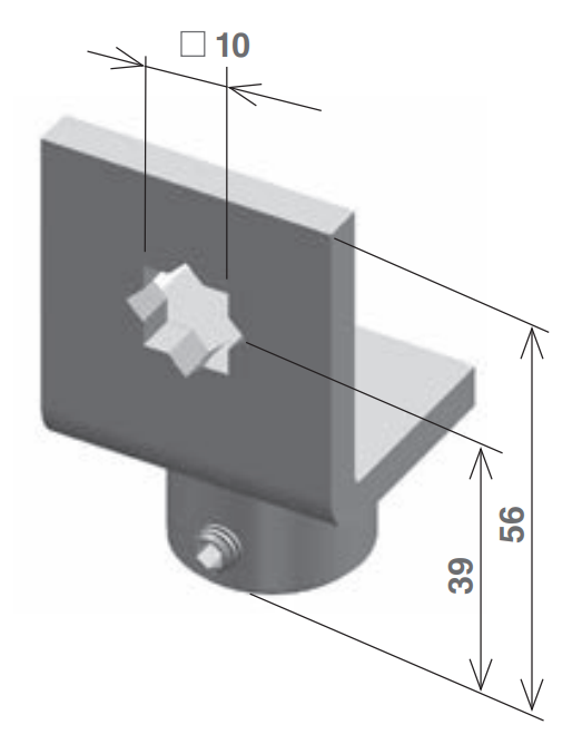 MV LINE -  Supporto STAFER staffa perno quadro per avvolgibile - note SUPPORTO CON FORO QUADRO 10 MM A STELLA CON BOCCOLA FORO 10,5 MM