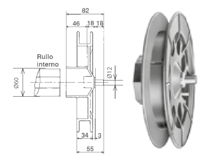 MV LINE -  Puleggia STAFER per avvolgibile tapparella - nome PULEGGIA IN PVC Ø 220 MM PERNO SPORGENTE - dimensioni Ø 220