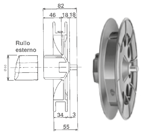 MV LINE -  Puleggia STAFER per avvolgibile tapparella - nome PULEGGIA IN PVC Ø 200 MM CON PERNO A FLO - dimensioni Ø 200