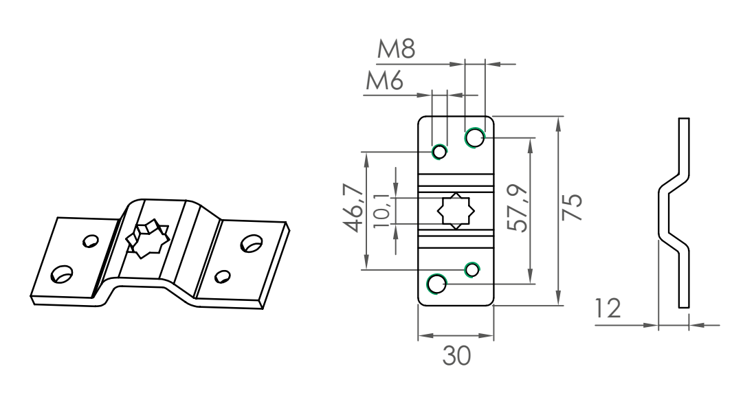 MV LINE -  Supporto STAFER staffa perno quadro per avvolgibile - note STAFFA DI FISSAGGIO - info  MAT005