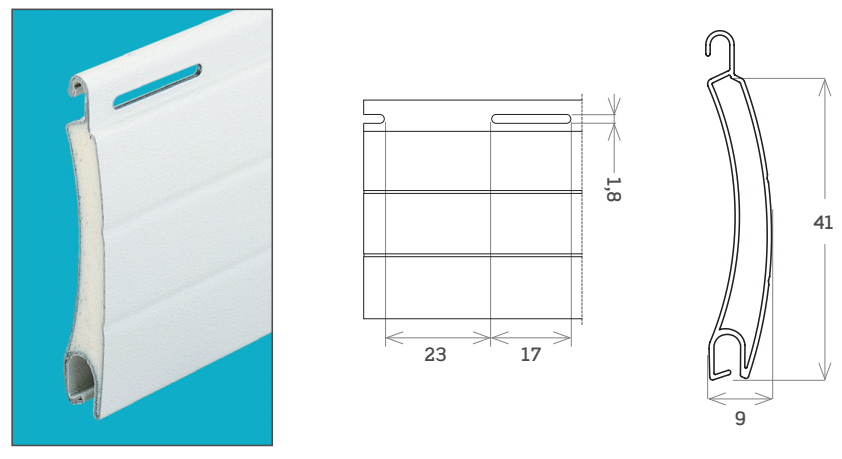 MV LINE -  Avvolgibile S11 STEEL MIDI acciaio coibentato bassa densita - solo telo - mat. ACCIAIO - col. S11 BASE - h 41 - l 9 - kg per mq 9,00