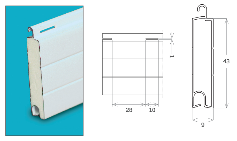 MV LINE -  Avvolgibile SF19 SECUR FLAT alluminio coibentato alta densita - solo telo - mat. ALLUMINIO - col. SF19 BASE - h 49 - l 9