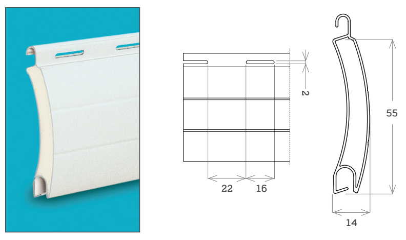 MV LINE -  Avvolgibile SM13 SECUR MAXI alluminio coibentato alta densita - solo telo - mat. ALLUMINIO - col. SM13 RAFFAELLO - h 55 - l 14 - kg per mq 5,00