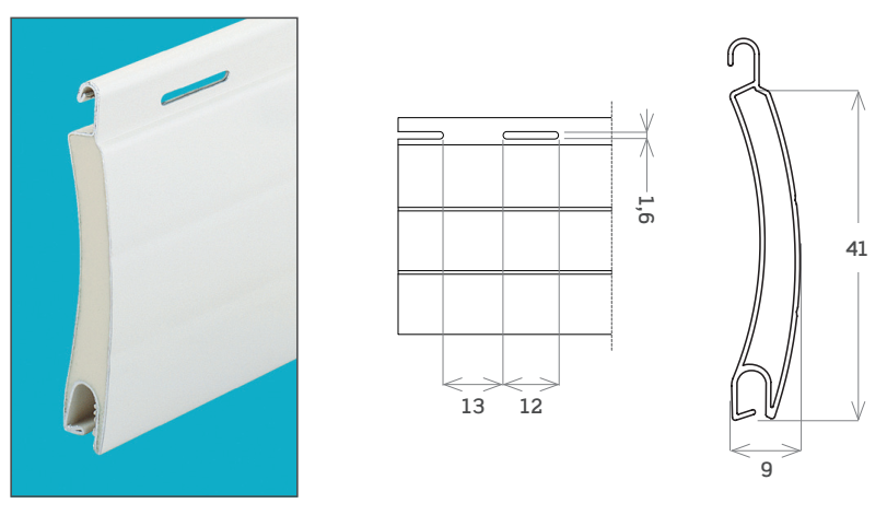 MV LINE -  Avvolgibile SP14 SECUR PROFIL alluminio coibentato alta densita - solo telo - mat. ALLUMINIO - col. SP14 BASE - h 41 - l 9