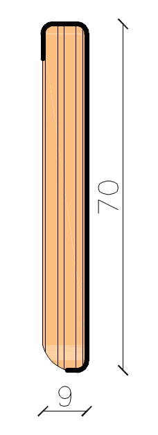 PAIL PORTE -  Battiscopa SPECIALI laminato su multistrato - col. QUERCIA CALDERONE - lunghezza 2250 - altezza 70 - lb 10 - 15