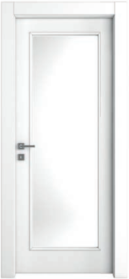 PAIL PORTE -  Porta LACCATA LATTE 9010 - LINEA scorrevole con foro vetro in laminato -  solo anta senza telaio e senza coprifili - col. LACCATO LATTE 9010 - l x h x sp 800 X 2100 X 44 - mano DX - SX - note CON VETRO BIANCO LATTE - 1 PZ