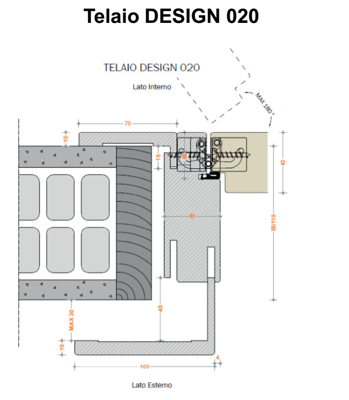 PAIL PORTE -  Telaio Porta MS BIANCO FRASSINO coppia di montantanti in listellare - col. BIANCO FRASSINO - l x h x sp 2100 X 40 X 110 - mano DX - SX - note PER TELAIO DESIGN 020