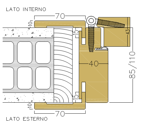 PAIL PORTE -  Telaio Porta MS CANALETTO 3D per battente in listellare - col. CANALETTO 3D - l x h x sp 800 X 2100 X 108 - mano DX - SX - note MOSTRE 70 INT - 100 EST - PER TELAIO STANDARD