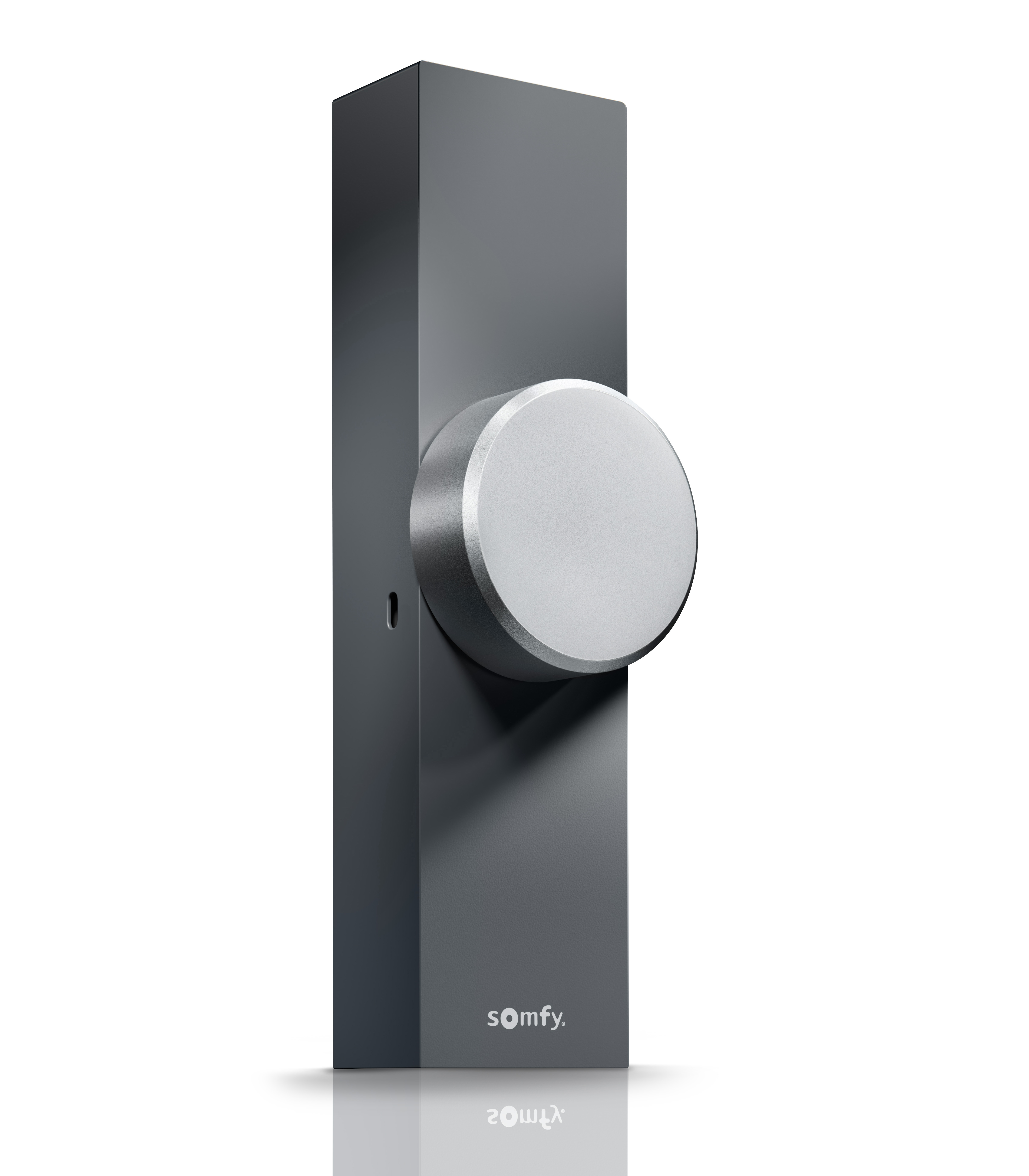 SOMFY -  Serratura DOOR KEEPER connessa pro porta - a: SERRATURA - b: GATEWAY INTERNI - c: CILINDRO - d: 4 BATTERIE STILO AAA - e: 3 CHIAVI