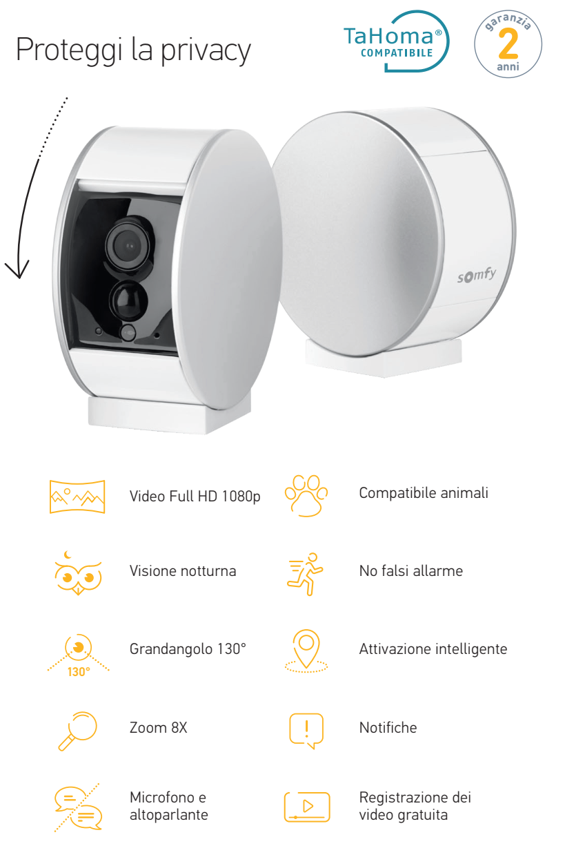 SOMFY -  Videocamera INDOOR CAMERA per interni con sistema d'allarme - col. BIANCO - info VISIONE NOTTURNA