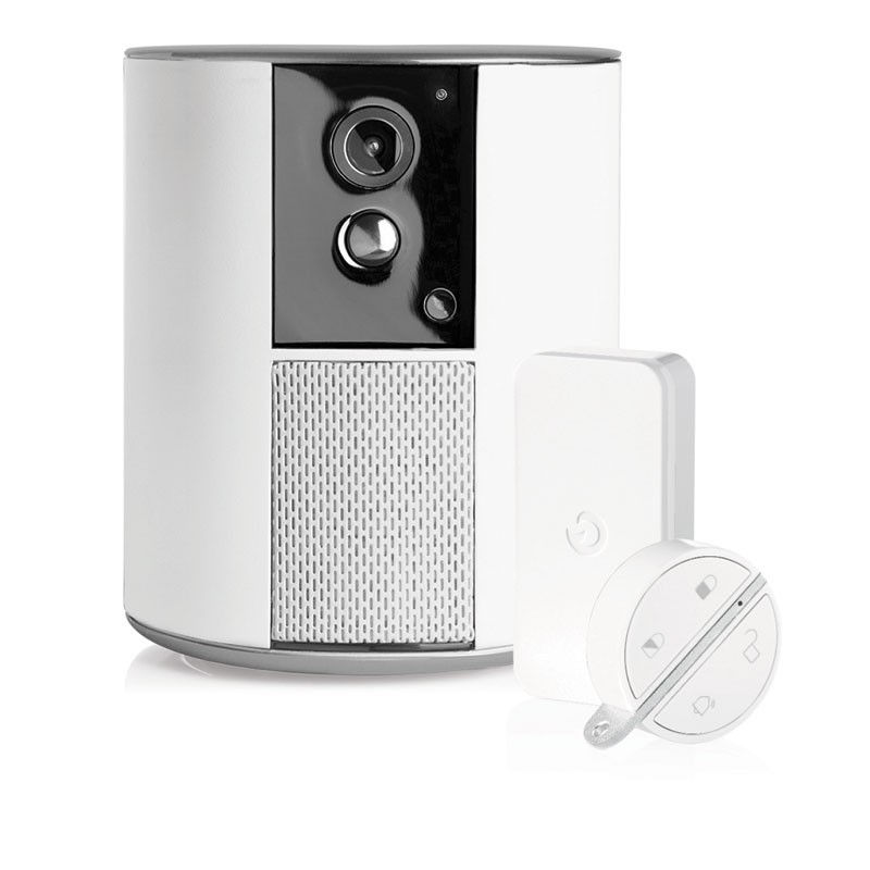 SOMFY - Kit Videocamera SOMFY ONE+ per interni con sistema d'allarme - a: TELECAMERA FULL - HD 1080P CON SIRENA INTEGRATA, RILEVATORE DI MOVIMENTO, BATTERIA INTEGRATA - b: RILEVATORE ANTINTRUSIONE INTELLITAG 2401487 - c: BADGE TELECOMANDATO 2401489