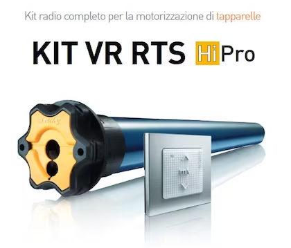 SOMFY - Kit Motore KIT VR RTS HIPRO radiocontrollato per tapparella - avvolgibile - l1-l2 605 - 590 - coppia/velocità 10 NM - 12 GIRI/MIN - portata teorica 40 KG - Ø50 - potenza 90 W
