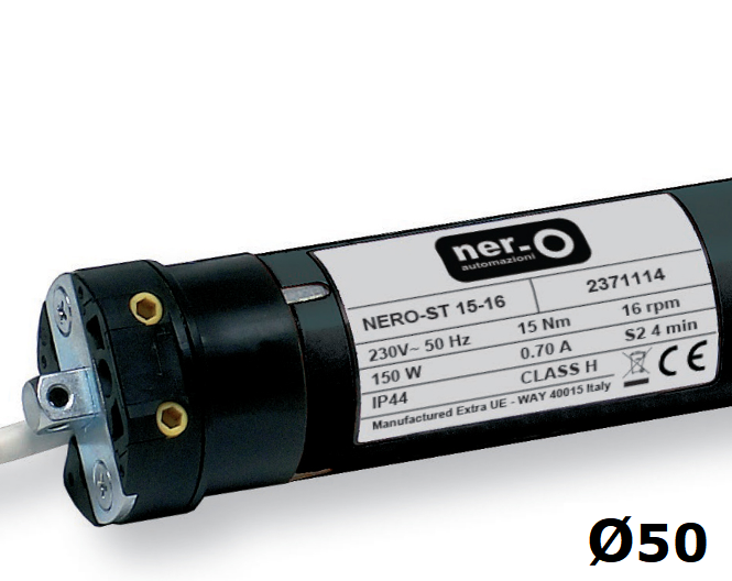 SOMFY -  Motore NERO cablato per tapparella - l1-l2 580 - coppia/velocità 15 NM/16 RPM - portata teorica 24 KG - diametro min. tubo 50