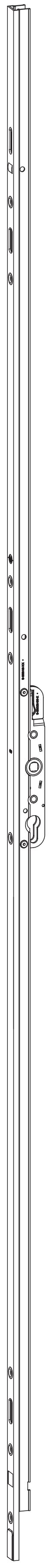 GU-ITALIA -  Cremonese HS 934 - 937 per alzante scorrevole altezza maniglia fissa con chiusura a perni - gr / dim. A PERNI DI CHIUSURA - entrata 37,5 - alt. man. 1000 - lbb/hbb 1840 - 2330
