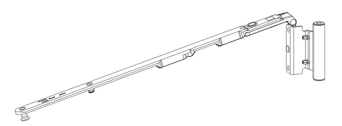 GU-ITALIA -  Forbice UNI-JET D anta ribalta per serramenti in pvc parte braccio articolazione con bandella - interasse 13 - lbb 501 - 750 - battuta 18 - mano SX