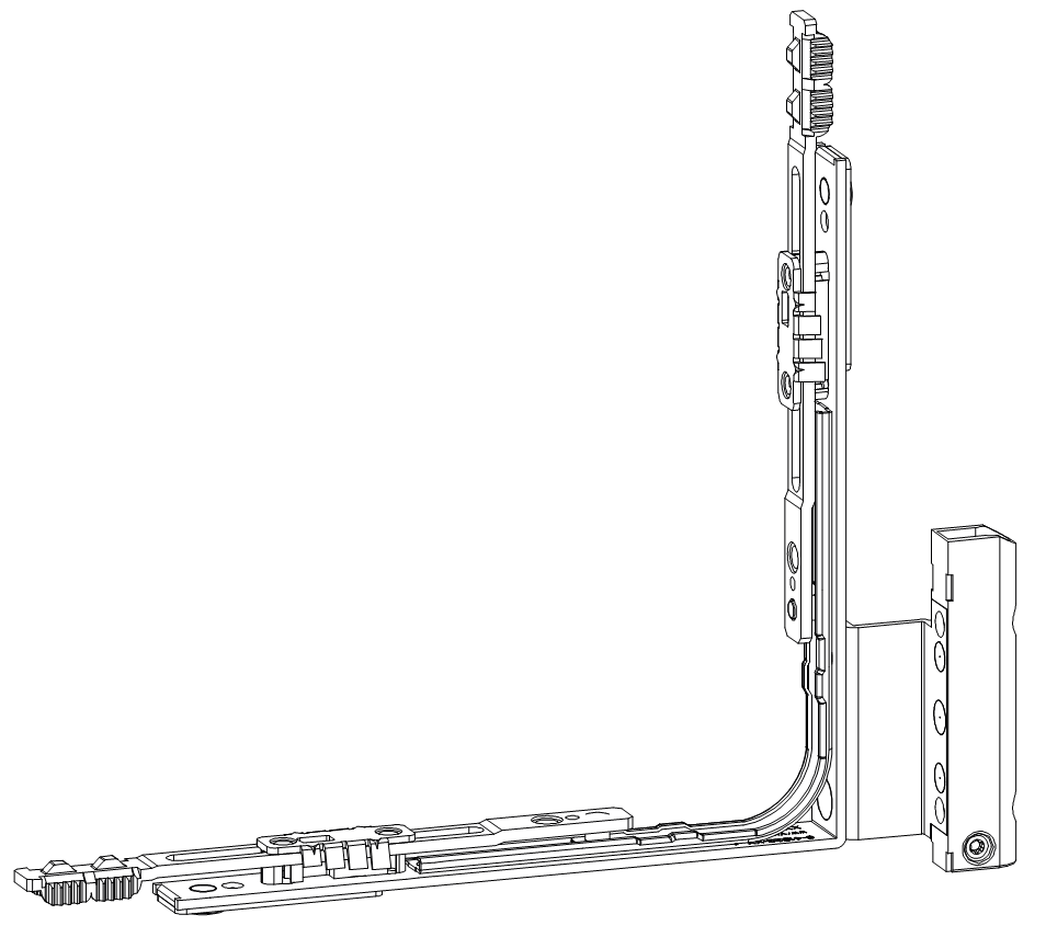 GU-ITALIA -  Cerniera UNI-JET M angolare anta e ribalta completa per arco e trapezio - aria 4 - battuta 15 - interasse 9 - mano DX - portata (kg) 130