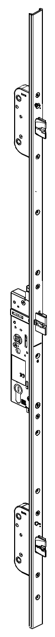 GU-ITALIA -  Serratura Multipunto SERIE 19 automatica antipanico con scrocco e 2 catenacci - entrata 35 - h min - max 2285 - frontale U 24 X 6 - interasse 92