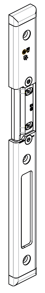 GU-ITALIA -  Incontro SECURY AUTOMATIC per serramenti in metallo per scrocco e catenaccio - col. ARGENTO - frontale 24 X 6 - interasse 12 - dim. 232,5 X 24 X 6 - mano SX