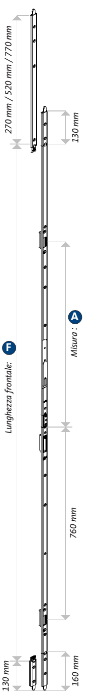 GU-ITALIA -  Catenaccio SECURY MR2 inferiore - col. ARGENTO - interasse 12 - frontale 24 X 8 - dimensioni 160 - mano DX - SX