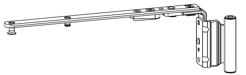 GU-ITALIA -  Forbice UNI-JET S anta ribalta parte braccio articolazione con bandella - interasse 13 - lbb 501 - 751 - battuta 18 - mano DX