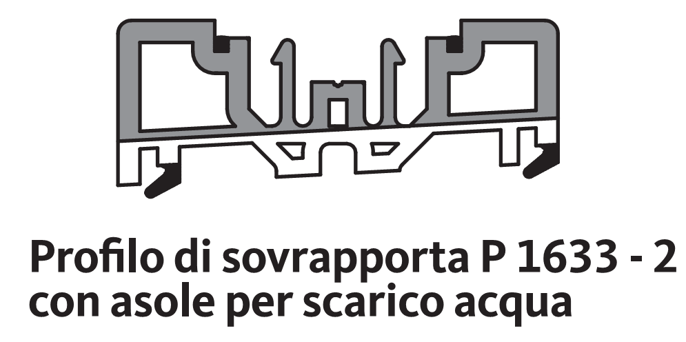 GU-ITALIA -  Profilo FLATSTEP 167.5 con gocciolatoio per sovrapporta - col. GRIGIO - lunghezza 3300 - lb 2451 - 3300