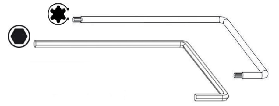 GU-ITALIA -  Chiave Per Regolazione UNI-JET sagomata - col. NERO - dimensioni 50 - note TX15 - info TORX - PER REGOLAZIONE CERNIERE