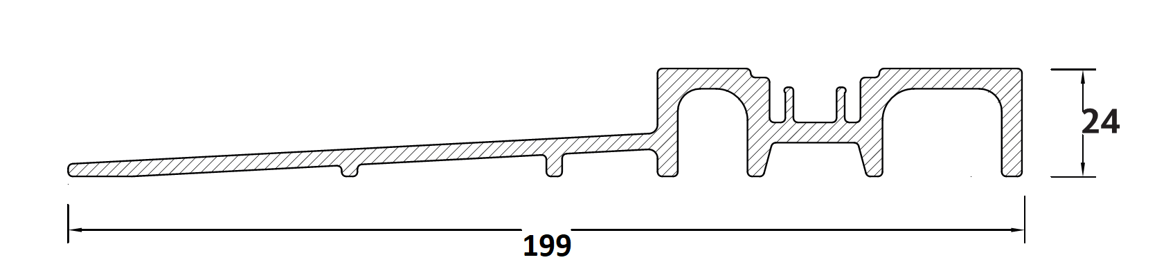 GU-ITALIA -  Soglia FLATSTEP 199 per alzante scorrevole con taglio termico - mat. VETRORESINA - col. GRIGIO - note 199 X 24 - PER ALUPLAST - dimensioni 5000
