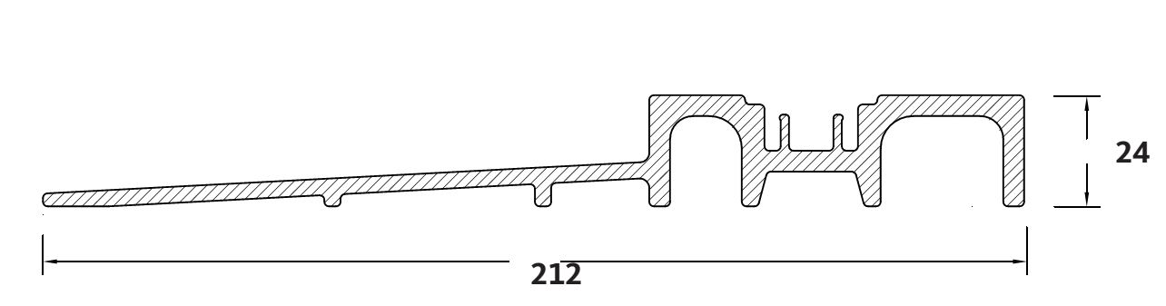GU-ITALIA -  Soglia FLATSTEP 212 per alzante scorrevole con taglio termico - mat. VETRORESINA - col. BIANCO RAL 9016 - note 212 X 24 - dimensioni 6700