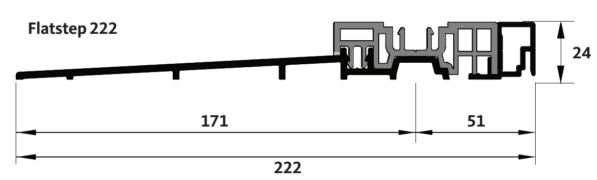 GU-ITALIA -  Soglia FLATSTEP 222 per alzante scorrevole con taglio termico - mat. VETRORESINA - col. GRIGIO - note 222 X 24 - dimensioni 3300